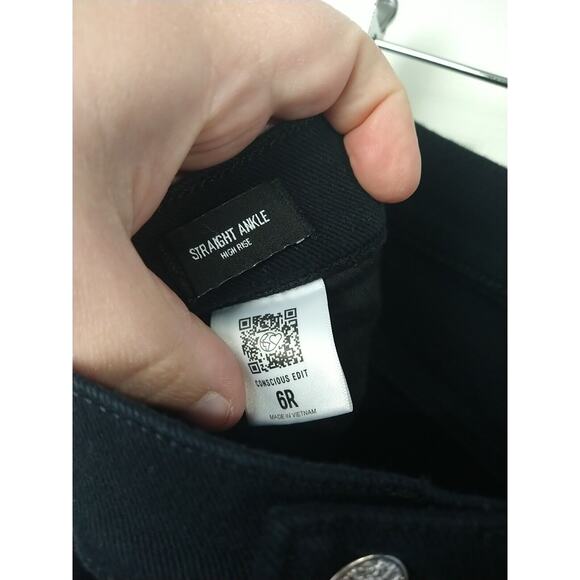 Express Woman 6R Black Jeans Conscious Edit Straight Ankle High Rise - Picture 7 of 8